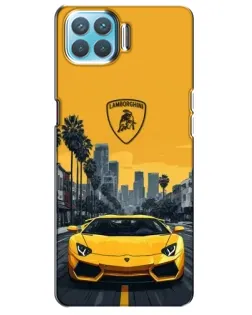 Чехол для OPPO A93 с картинкой «Желтый Lamborghini город»