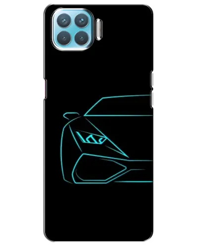 Чехол для OPPO A93 с картинкой «Голубой силуэт Lamborghini»