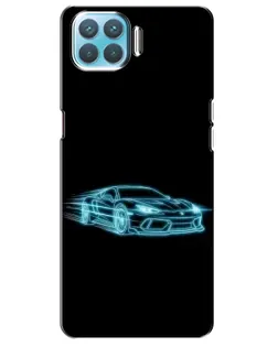 Чехол для OPPO A93 с картинкой «Неоновый контур Lamborghini»