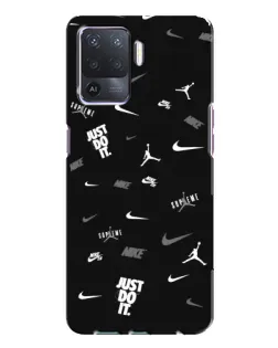 Чехол для OPPO A94 с картинкой «Nike Black Pattern»