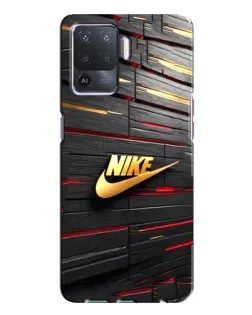 Чехол для OPPO A94 с картинкой «Золотой Nike на металле»