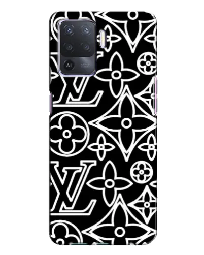 Чехол для OPPO A94 с картинкой «Черно-белый узор LV»