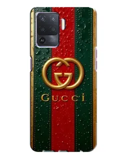Чохол для OPPO A94 з картинкою «Gucci — фірмова смуга та золото»