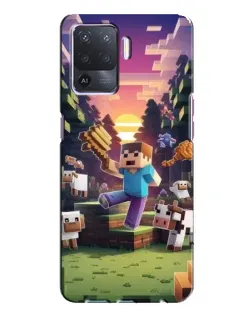 Чехол для OPPO A94 с картинкой «Стив на ферме»