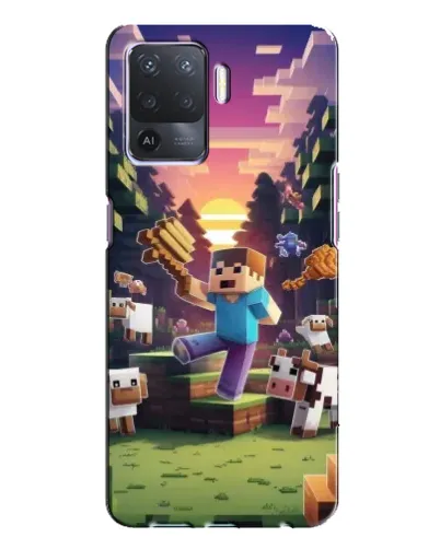Чехол для OPPO A94 с картинкой «Стив на ферме»