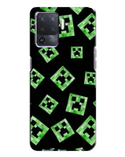 Чехол для OPPO A94 с картинкой «Паттерн с криперами»