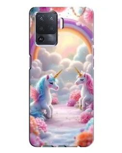Чехол для OPPO A94 с картинкой «Радуга и единороги»