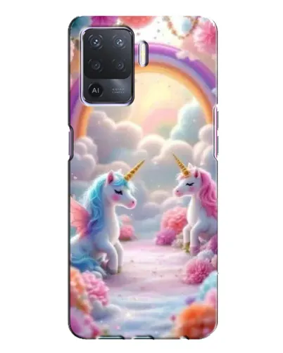 Чехол для OPPO A94 с картинкой «Радуга и единороги»