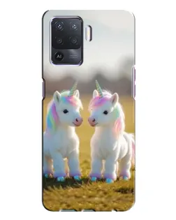 Чехол для OPPO A94 с картинкой «Пара единорогов»