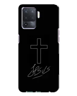 Чехол для OPPO A94 с картинкой «Графический крест Jesus»