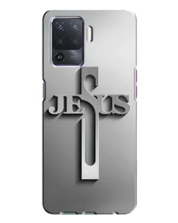Чехол для OPPO A94 с картинкой «Металлический крест Jesus»