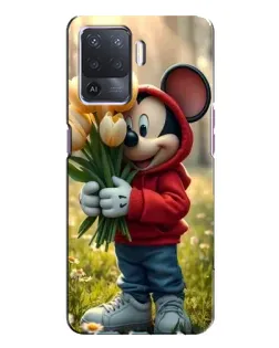 Чехол для OPPO A94 с картинкой «Микки с тюльпанами»