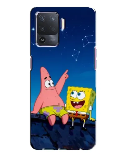 Чехол для OPPO A94 с картинкой «Губка Боб и Патрик ночью»