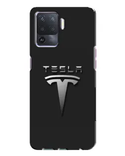 Чехол для OPPO A94 с картинкой «Стальной логотип Tesla»