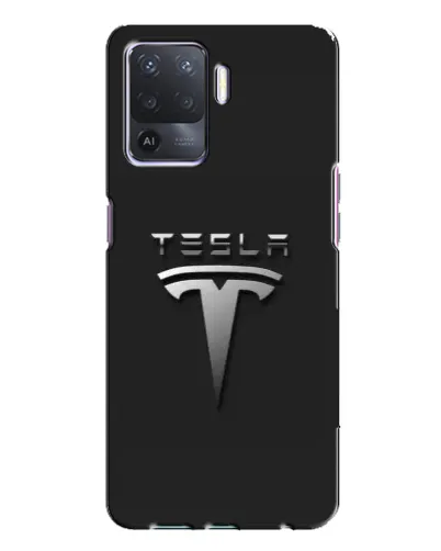 Чехол для OPPO A94 с картинкой «Стальной логотип Tesla»