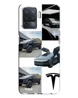 Чехол для OPPO A94 с картинкой «Коллаж Cybertruck Tesla»