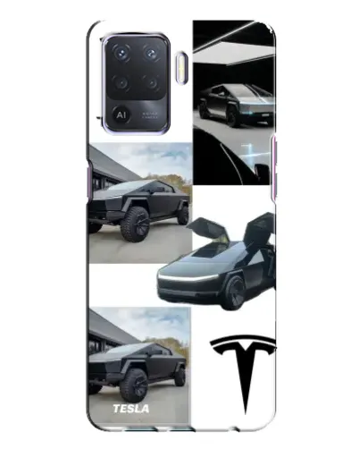 Чехол для OPPO A94 с картинкой «Коллаж Cybertruck Tesla»