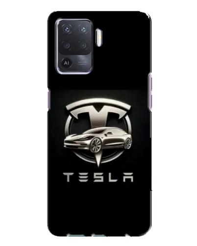 Чехол для OPPO A94 с картинкой «Tesla — серебристое авто»