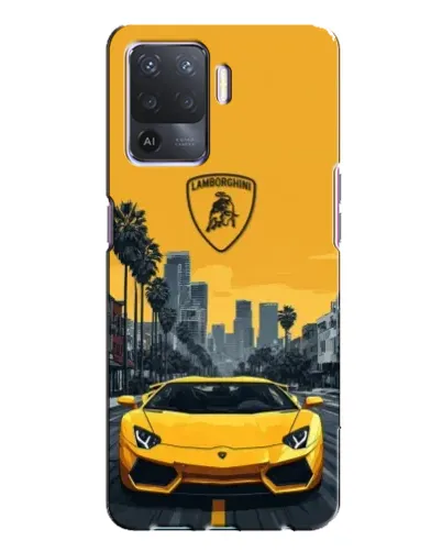 Чехол для OPPO A94 с картинкой «Желтый Lamborghini город»