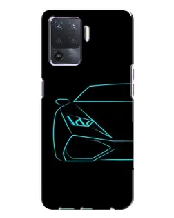 Чехол для OPPO A94 с картинкой «Голубой силуэт Lamborghini»