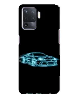 Чехол для OPPO A94 с картинкой «Неоновый контур Lamborghini»