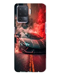 Чехол для OPPO A94 с картинкой «Lamborghini красный дым»
