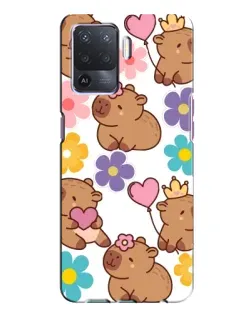 Чехол для OPPO A94 с картинкой «Цветочный паттерн капибар»
