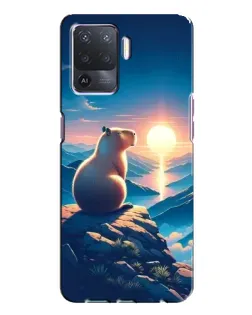 Чехол для OPPO A94 с картинкой «Закат солнца с капибарой»
