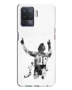 Чехол для OPPO A94 с картинкой «Черно-белый силуэт Месси»