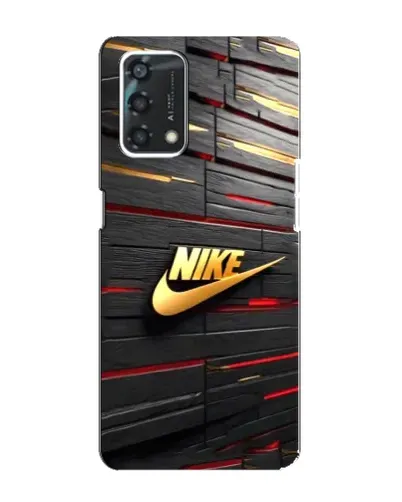 Чехол для OPPO A95 с картинкой «Золотой Nike на металле»