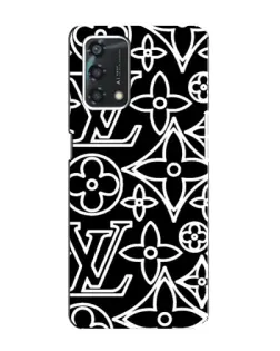 Чехол для OPPO A95 с картинкой «Черно-белый узор LV»