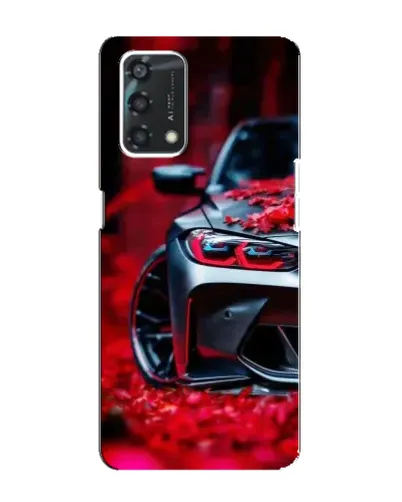 Чехол для OPPO A95 с картинкой «Спортивная BMW и цветы»