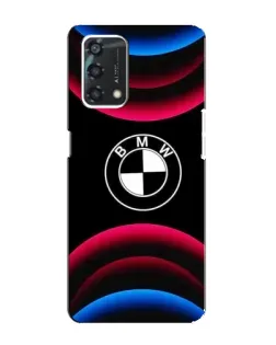 Чехол для OPPO A95 с картинкой «Логотип BMW и неоновые дуги»