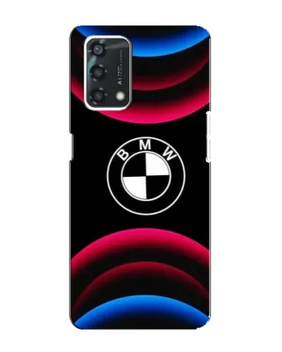 Чехол для OPPO A95 с картинкой «Логотип BMW и неоновые дуги»