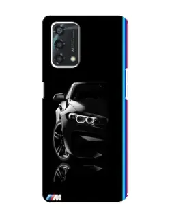 Чехол для OPPO A95 с картинкой «Силуэт BMW в темноте»