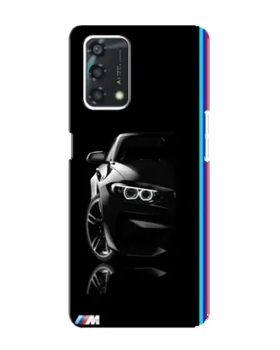Чехол для OPPO A95 с картинкой «Силуэт BMW в темноте»