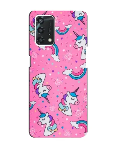 Чехол для OPPO A95 с картинкой «Unicorn паттерн розовый»