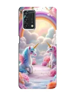 Чехол для OPPO A95 с картинкой «Радуга и единороги»
