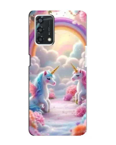 Чехол для OPPO A95 с картинкой «Радуга и единороги»