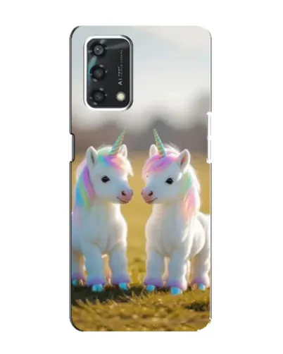 Чехол для OPPO A95 с картинкой «Пара единорогов»