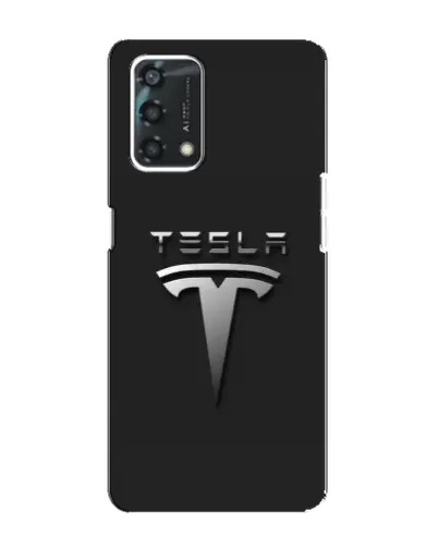 Чехол для OPPO A95 с картинкой «Стальной логотип Tesla»