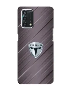 Чехол для OPPO A95 с картинкой «Металлическая текстура Tesla»