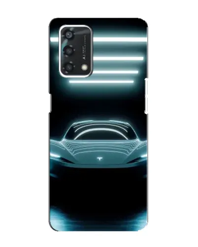 Чехол для OPPO A95 с картинкой «Tesla в неоне»
