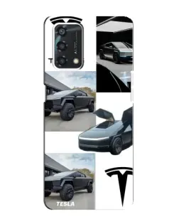 Чехол для OPPO A95 с картинкой «Коллаж Cybertruck Tesla»