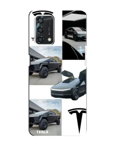 Чехол для OPPO A95 с картинкой «Коллаж Cybertruck Tesla»