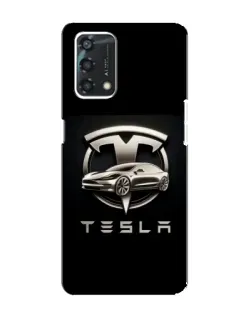 Чехол для OPPO A95 с картинкой «Tesla — серебристое авто»