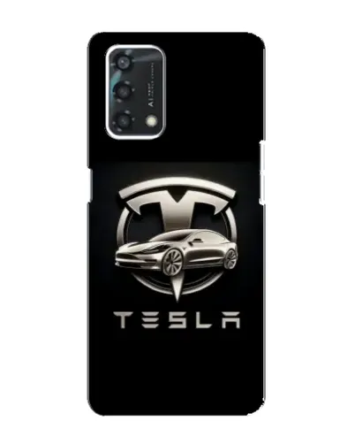 Чехол для OPPO A95 с картинкой «Tesla — серебристое авто»