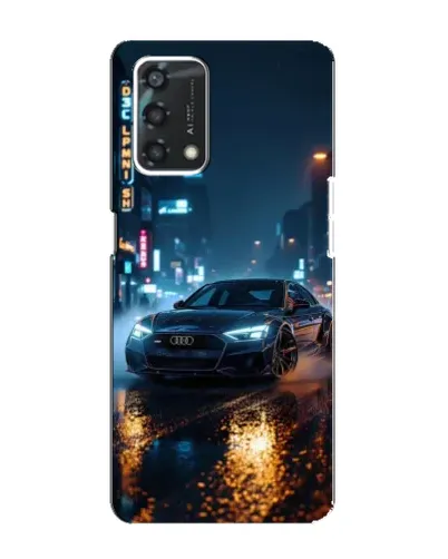Чехол для OPPO A95 с картинкой «Ночной город и Audi»