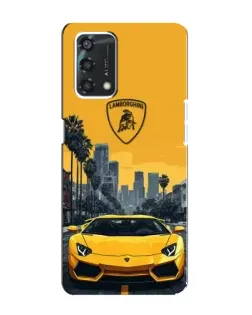 Чехол для OPPO A95 с картинкой «Желтый Lamborghini город»