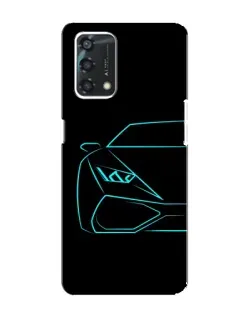 Чехол для OPPO A95 с картинкой «Голубой силуэт Lamborghini»